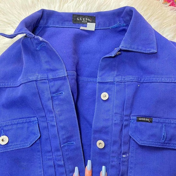 True Vintage 1980s Purple Guess Denim Jacket Small - Picture 4 of 4